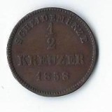Moneda 1/2 Kreuzer 1858 - Wurttemberg, Germania