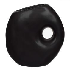 Vaza Decorativa Ceramica, Rotunda, Neagra, 15x7x15 cm foto