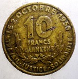 C.027 GUINEA GUINEEA AHMED SEKOU TOURE 10 FRANCI FRANCS GUINEENS 1959, Africa, Bronz-Aluminiu