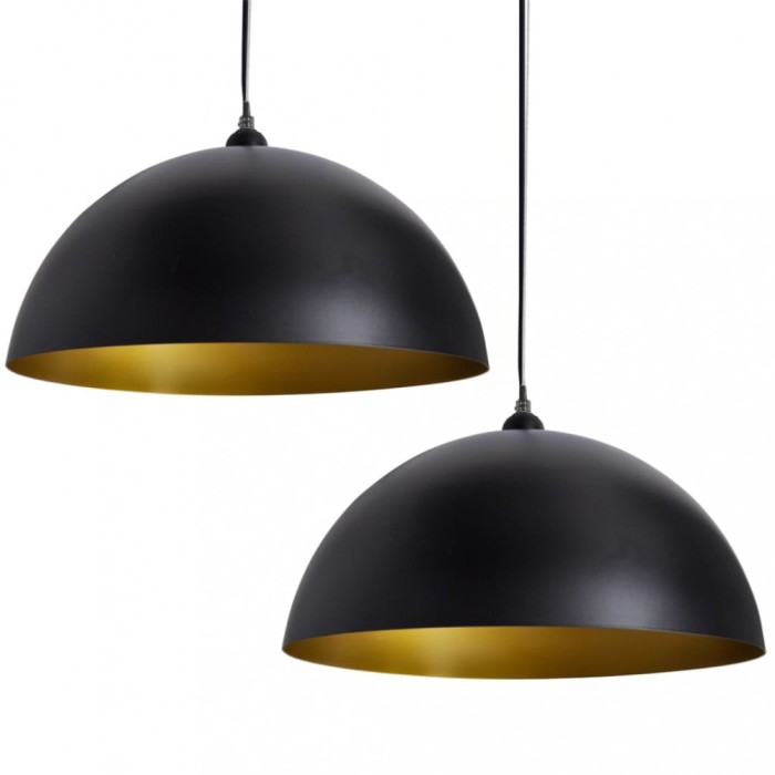 Lustra 2 buc, inaltime reglabila, semisferica, negru