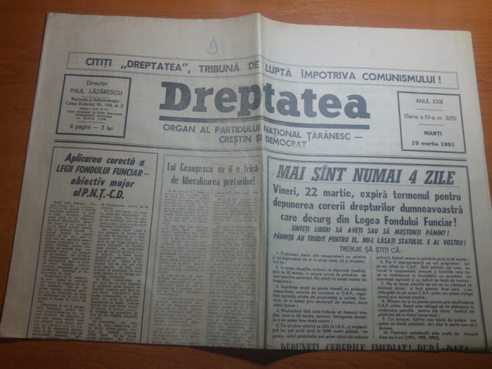 dreptatea 19 martie 1991-legea fondului funciar