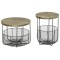 Masuta gradina/terasa/balcon, cu cos depozitare metalic, rotunda, negru si maro deschis, set 2 marimi GartenVIP DiyLine
