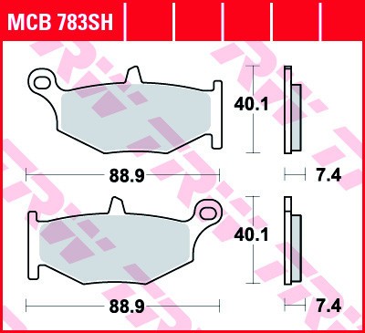 Set placute frana spate TRW MCB783SH - Suzuki GSR 600 - GSR-A 600 - GSX-R 600 - GSX-R 750 - V-Strom 1000 - GSX-R 1000 - GSX-R 1300 B-King foto