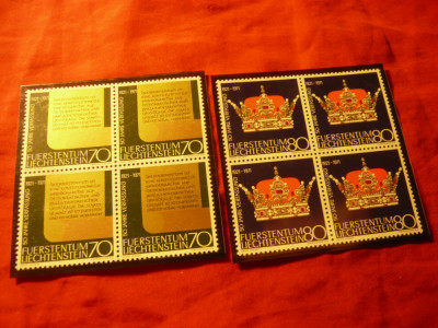 Serie Liechtenstein 1971 - Coroana Regala ,Constitutie , 2 val. in blocuri de 4 foto