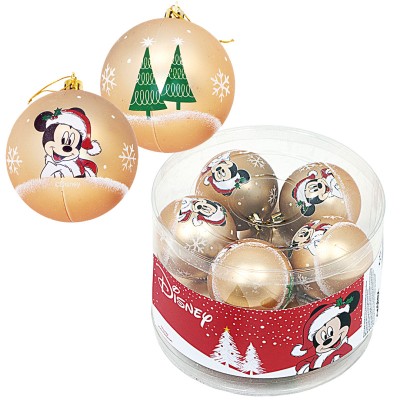 Set 10 Globuri brad Craciun Mickey Mouse aurii 6 cm foto