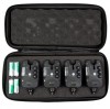 Set 4 Avertizori Pescuit Hakuyo 14, LED, Volum/Sensibilitate Reglabile, Acumulatori+Penar, Antifurt Lanseta, Rezistent Apa