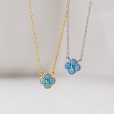 Cumpara ieftin LantiE or din Argint 925 Placat cu Aur, Trifoi cu Pietre Turcoaz , , zLucky Turquoise,