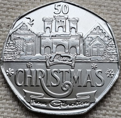 Monedă 50 pence 2024 Gibraltar, Christmas , unc foto