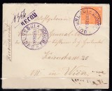 ROMANIA 1890/91 REGELE CAROL I CIFRA PLIC FRANCAT 50 B CIRCULAT BUCURESTI-VIENA