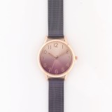 Ceas cu bratara mov si cadran in degrade roz-auriu