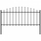 Gard de grădină cu v&acirc;rf ascuțit, negru, 1,7 m, oțel