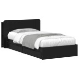 vidaXL Cadru de pat cu depozitare Negru 100 x 200 cm Lemn prelucrat 3433545