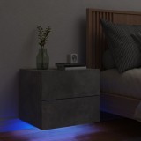 VidaXL Noptieră montată pe perete cu lumini LED, gri beton