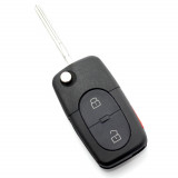 Audi - carcasă cheie tip briceag cu 2+1 butoane (1 buton de panică) și baterie, Carguard