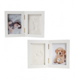 Set 2 x rama foto din lemn pentru poze si amprenta palma sau talpa bebelusi, copii sau mulaj labuta animal de companie, 11.4 x 16 cm si 9.2 x 9.2 cm,