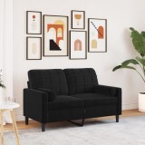 VidaXL Canapea cu 2 locuri cu pernuțe, negru, 120 cm, catifea 3278214
