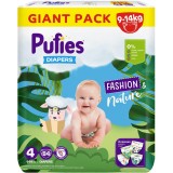 Scutece Pufies Fashion&amp;amp;Nature, Marimea 4 Maxi, 9-14 kg 84 buc,Giant Pack