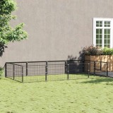 vidaXL Padoc pentru c&acirc;ini, negru, 8 m&sup2;, oțel 3082111