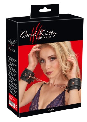 Catuse piele ecologica pentru maini Bad Kitty cu un lant auriu foto