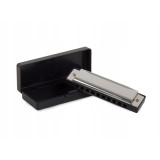 Cumpara ieftin Muzicuta neagra argintie 10 x 2.8 x 2 cm, diatonica cu 10 gauri, acordaj Do, cu cutie de protectie, instrument muzical pentru copii si adulti