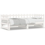 vidaXL Pat de zi extensibil, alb, 2x(80x200) cm, lemn masiv de pin