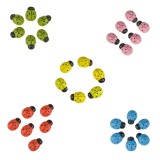 Buburuze decorative din lemn, Multicolore, 2,5 cm, Set 40 buc, CMCLASS