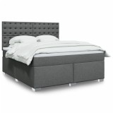 Gossi pat box spring cu saltea, gri inchis, 180x200 cm, textil