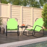 Set 2 Șezlonguri Balansoare vidaXL, Oțel, Textilenă, Verde, 89x58x93.5cm, Scaune Relaxare Balcon Terasă