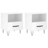 Noptiere, 2 buc., alb extralucios, 40x35x47,5 cm, lemn compozit, DKD Home Decor