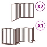 Cumpara ieftin Poarta caini pliabila cu usa 8 panouri maro 640 cm, lemn plop