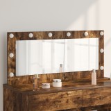 vidaXL Oglinda de toaletă cu lumini LED Stejar Afumat 100x45x18 cm