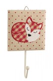 Cuier de perete din metal si textil crem rosu 12x4x20 cm