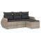 Set canapea de gradina cu perne, 4 piese, gri deschis poliratan