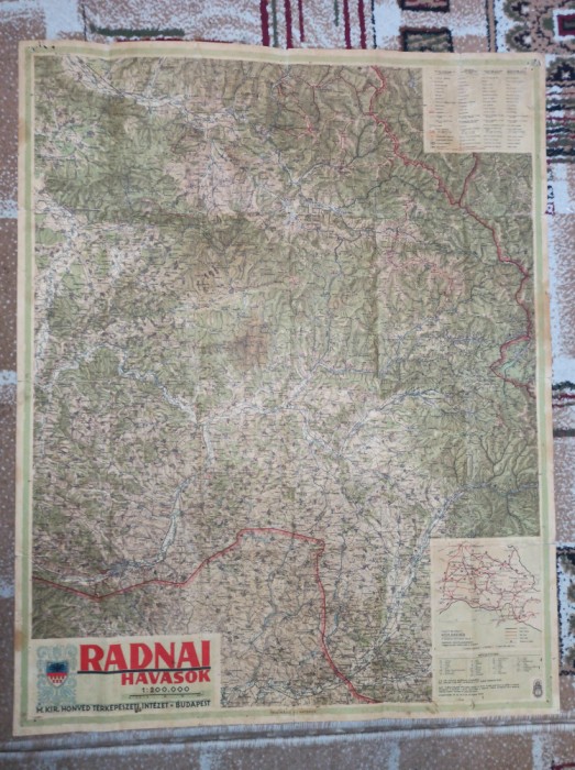 HARTA Radnai-Havasok * MUNTII RODNEI * 1942, Harta ungureasca -4 limbi