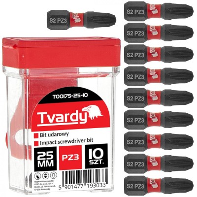 Set biti de impact PZ3, S2 25 mm, 10 bucati, Tvardy T00175-25-10 foto