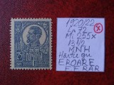 1920 Romania- Ferd. b. mare Mi255x-H.gri-EROARE-P.alb intre 2 si 5-MNH-F.RAR, Nestampilat