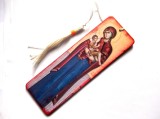 Semn de Carte Lemn Maica Domnului, Decorat Manual, 15cm x 5cm - Ideal Cadou Religios