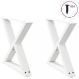 VidaXL Picioare pentru măsuță de cafea, 2 buc., alb, 60 x (42-43,3) cm, oțel