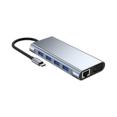 Adaptor multiport Hub de tip C 11-in-1, model BYL-2110, gri foto