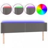 Cumpara ieftin Tablie de pat cu LED, gri, 183x16x78/88 cm, piele ecologica