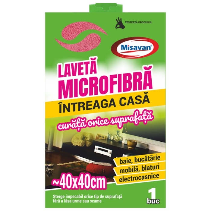 Laveta microfibra Misavan Intreaga casa, 40 x 40 cm, 1 buc/set
