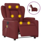 Cumpara ieftin Fotoliu de masaj electric rabatabil, rosu vin, piele ecologica