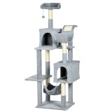 Copac de 177cm pentru Pisici pentru Pisici de Interior, Turn de Catarat pentru Pisici pe Mai Multe Niveluri, Gri 55x49x177cm PawHut | Aosom RO