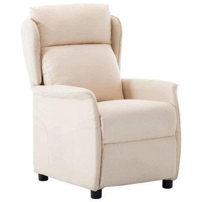 Scaun relaxant din material crem foto