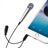 Microfon Karaoke Video Gadgets, Mini, Argintiu, Cablu 130cm, Mini-Jack 3.5mm