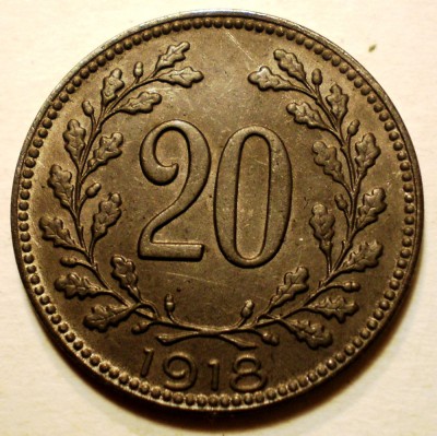 7.034 AUSTRIA WWI 20 HELLER 1918 XF foto