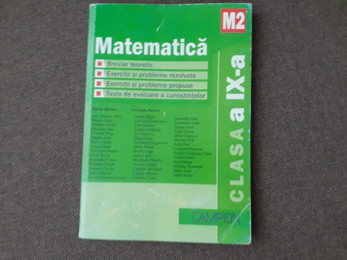 MATEMATICA CLASA A IX A M2 BREVIAR TEORETIC/PROBLEME REZOLVATE BURTEA