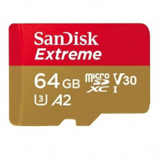 Card de memorie SanDisk Extreme MicroSDXC 64GB CLASS A2 U3 V30 160MB/s cu adaptor SD foto