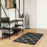 vidaXL Covor pufos &quot;PAMPLONA&quot; cu fire &icirc;nalte, negru și crem, 60x110 cm