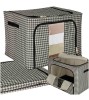 Organizator Dulap/Sertar KIK, 100L, 60x42x40cm, Alb-Negru, Poliester, Cutie Depozitare Haine, Lenjerie, Fermoar, Cadru Metalic
